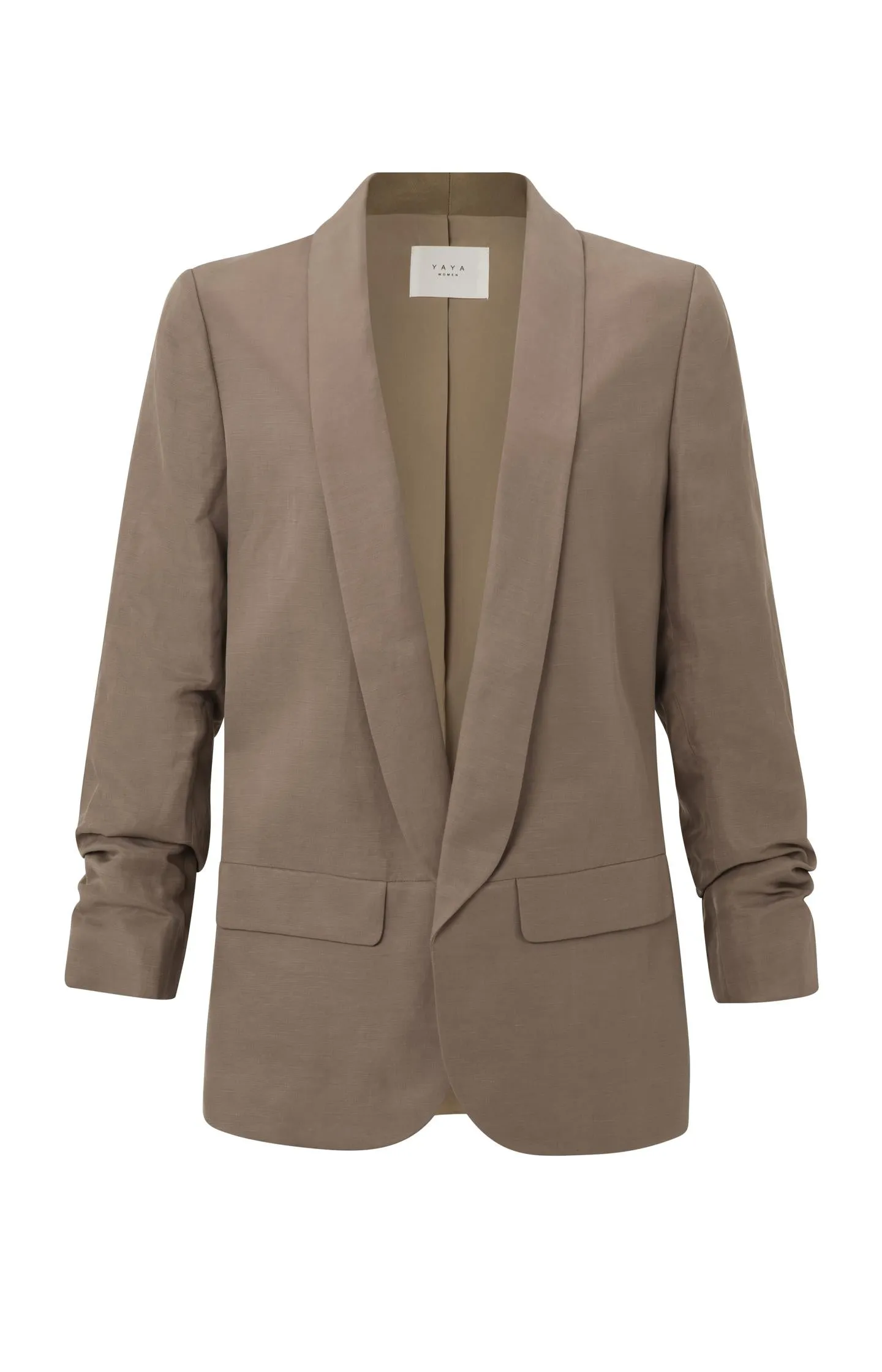 Woven blazer with long, detailed sleeves and pockets