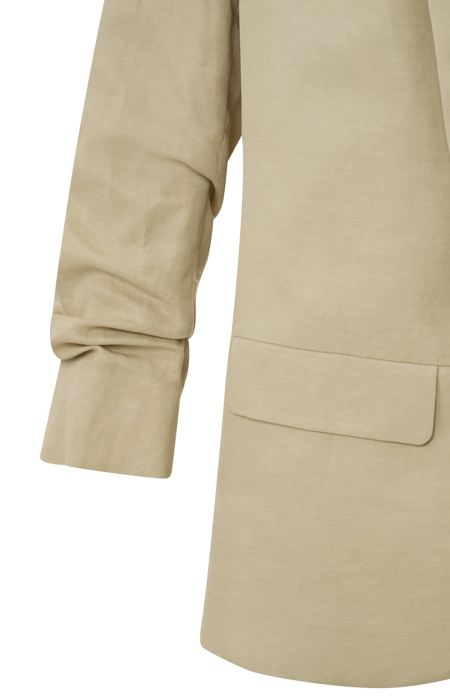 Woven blazer with long, detailed sleeves and pockets