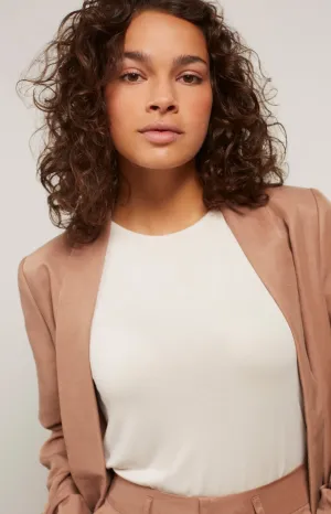 Woven blazer with long, detailed sleeves and pockets