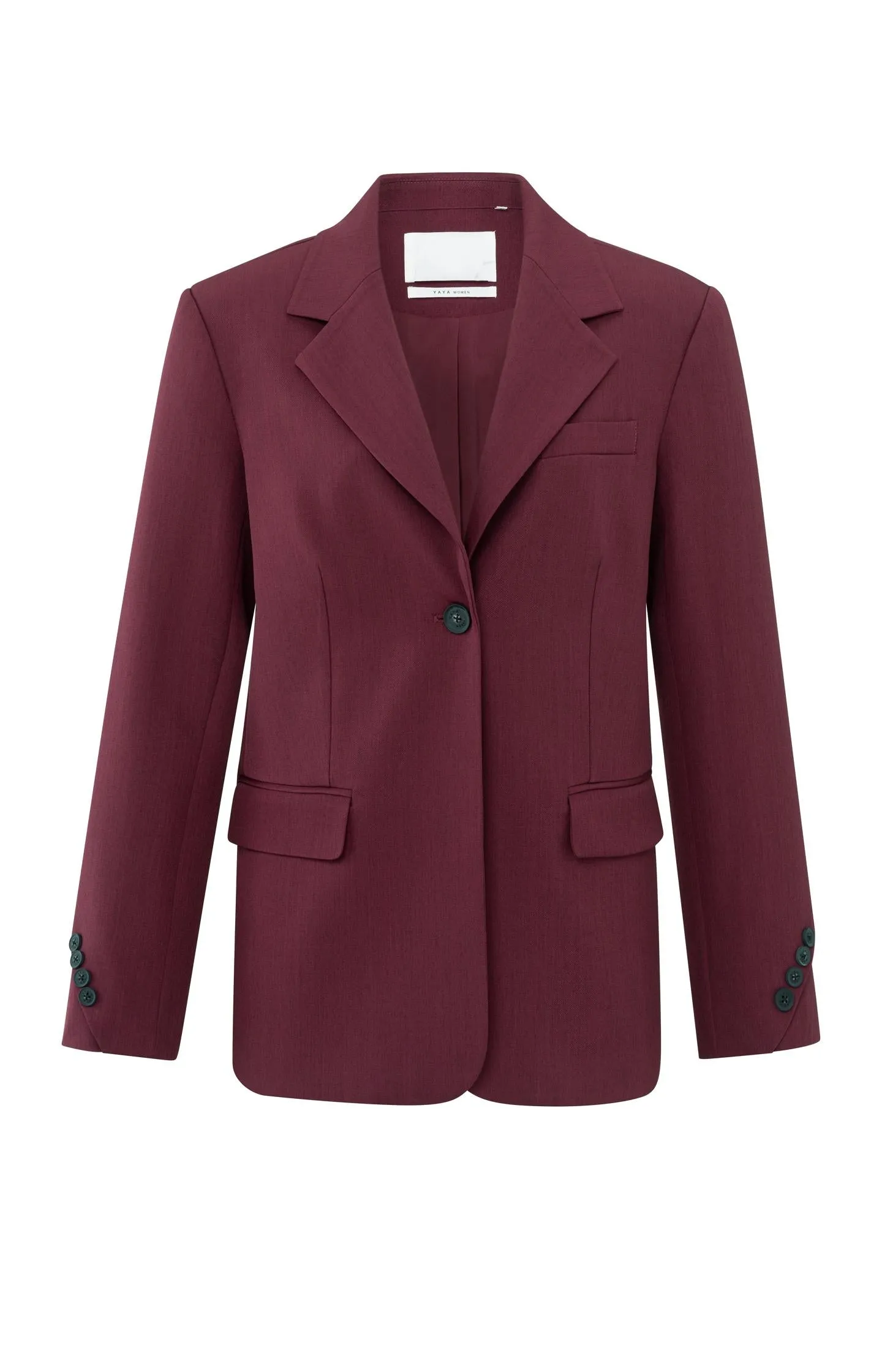 Woven blazer with pockets and button details on sleeves