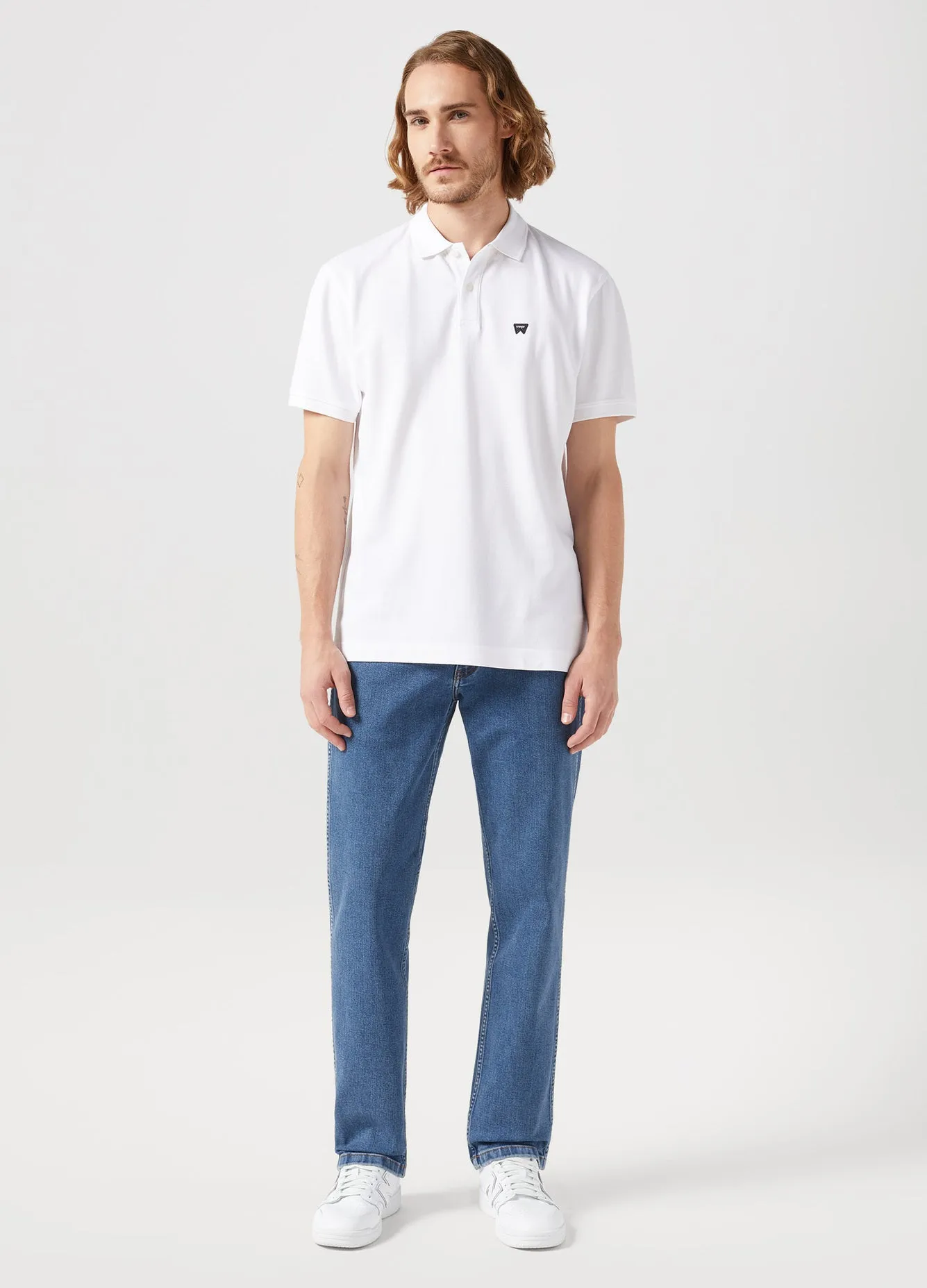Wrangler Men's Short Sleeve Polo T-Shirt In White