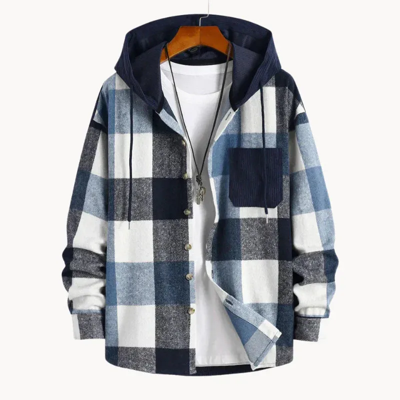 Xavier - relaxed fit flannel men's hooded sweatshirt