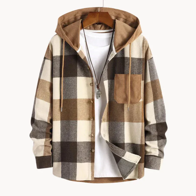 Xavier - relaxed fit flannel men's hooded sweatshirt