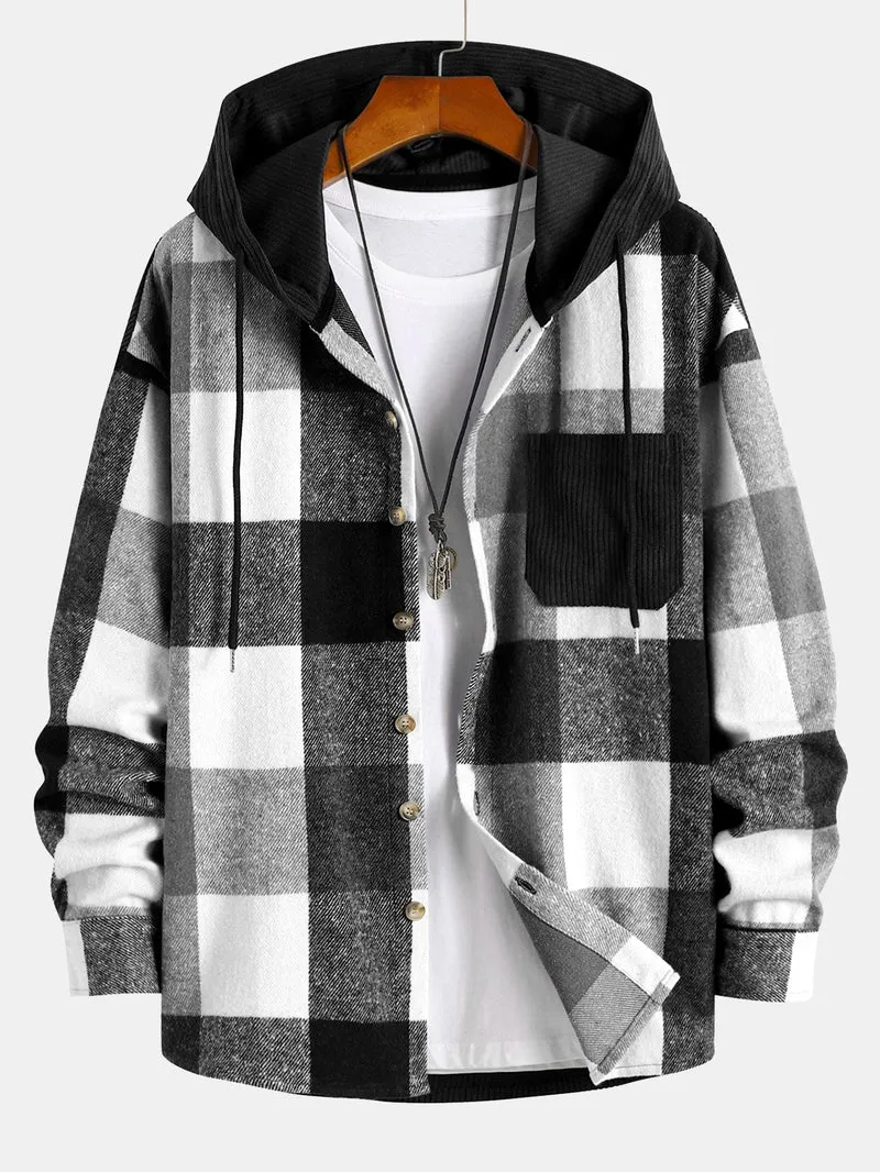 Xavier - relaxed fit flannel men's hooded sweatshirt