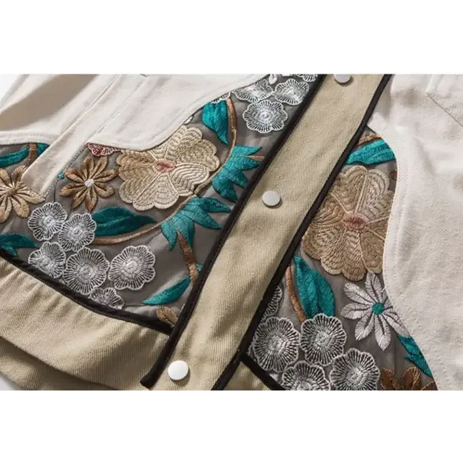 Y2K Floral Denim Jacket in Relaxed Fit for Stylish Comfort