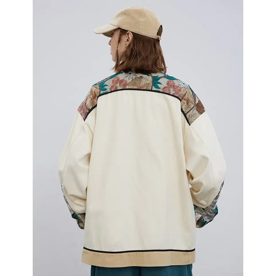 Y2K Floral Denim Jacket in Relaxed Fit for Stylish Comfort