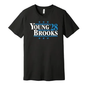 Young & Brooks '28 - Carolina Football Legends Political Campaign Parody T-Shirt - Hyper Than Hype Shirts