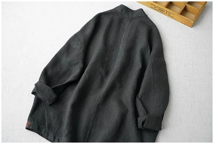 Yuko Causal Cotton Linen Oversized Blazer - 2 Colors