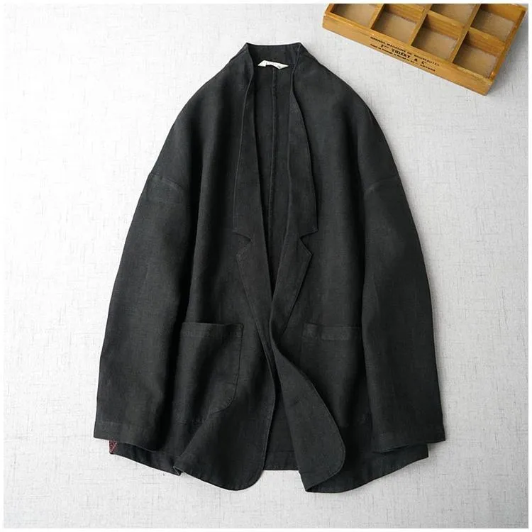 Yuko Causal Cotton Linen Oversized Blazer - 2 Colors