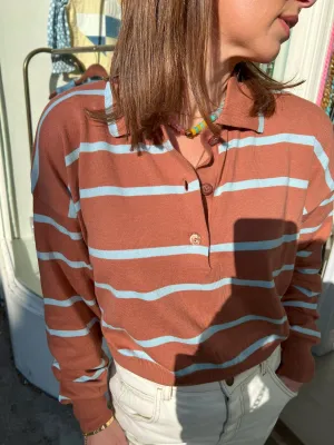 Zadie Polo Shirt - Brown/Blue