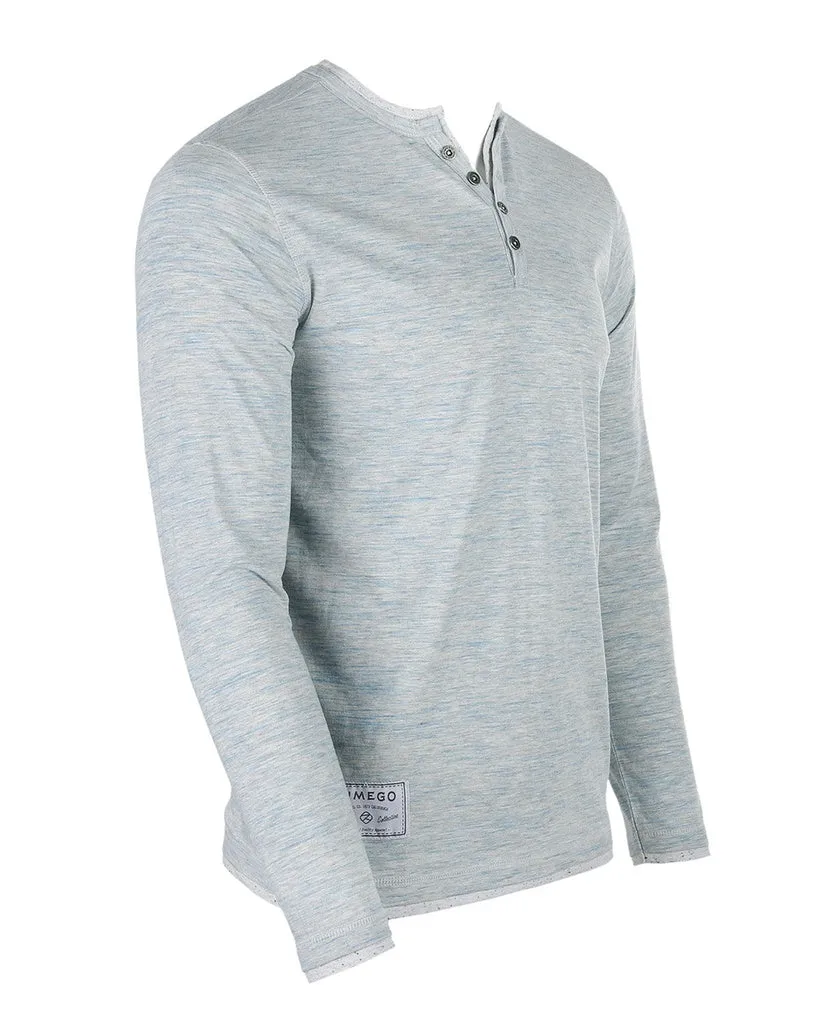 ZIMEGO Men's Long Sleeve Double Layered Y-Neck Fashion Henley - ZGLS247